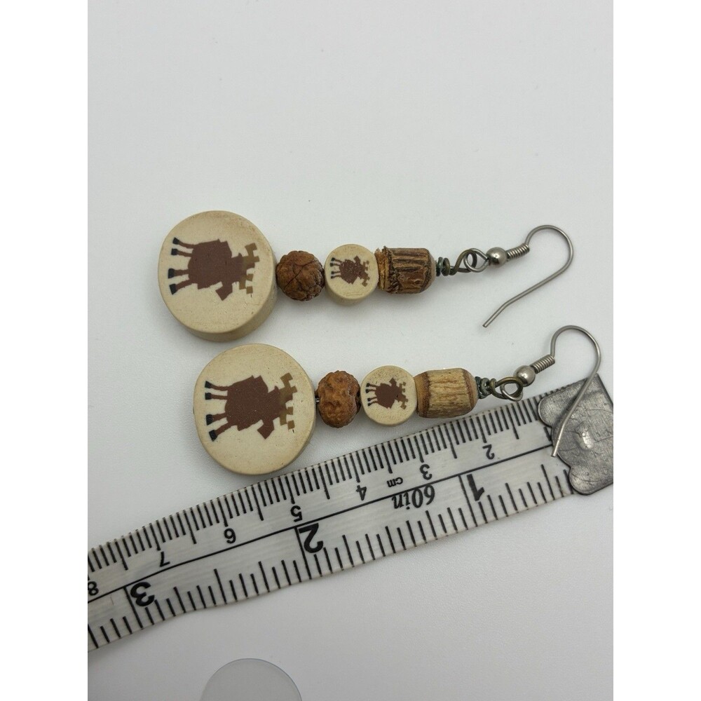 Moose & Acorn Dangle Earrings Cork Material Hook Woods Animal 2.25” - Picture 5 of 5